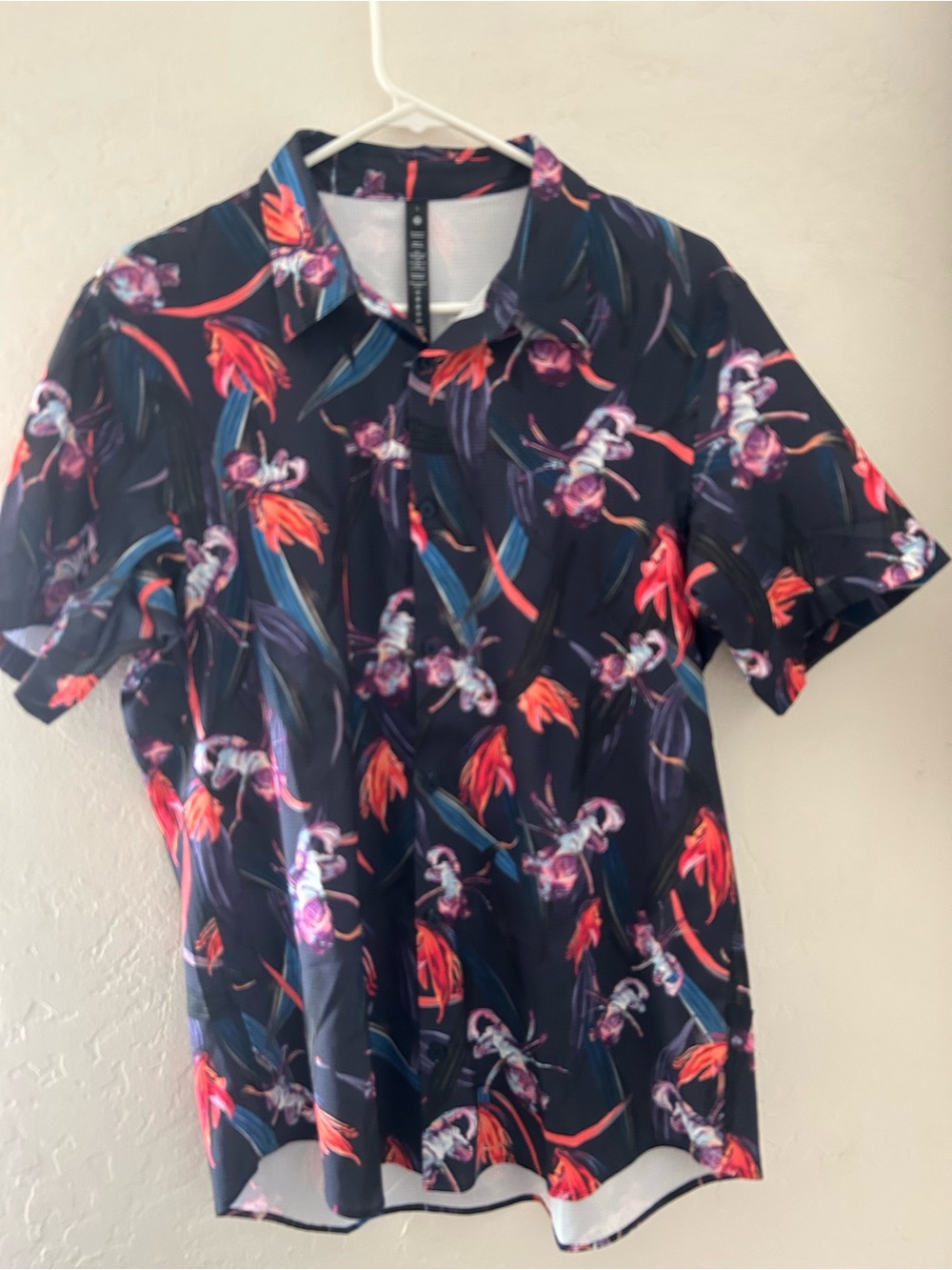 lululemon athletica Navy Short-Sleeve Button-Down with Floral Print